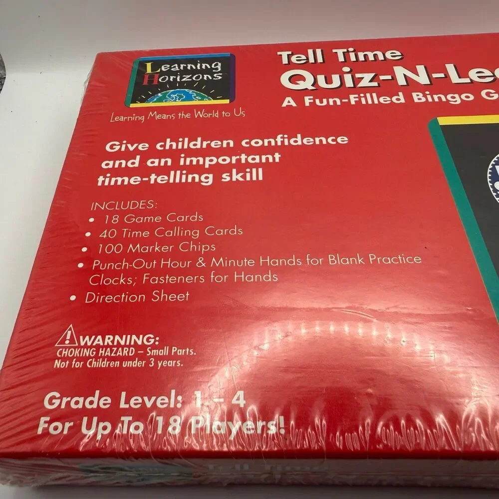 Learning Horizons Tell Time Quiz-N-Learn Bingo Board Game - New Sealed Grade 1-4